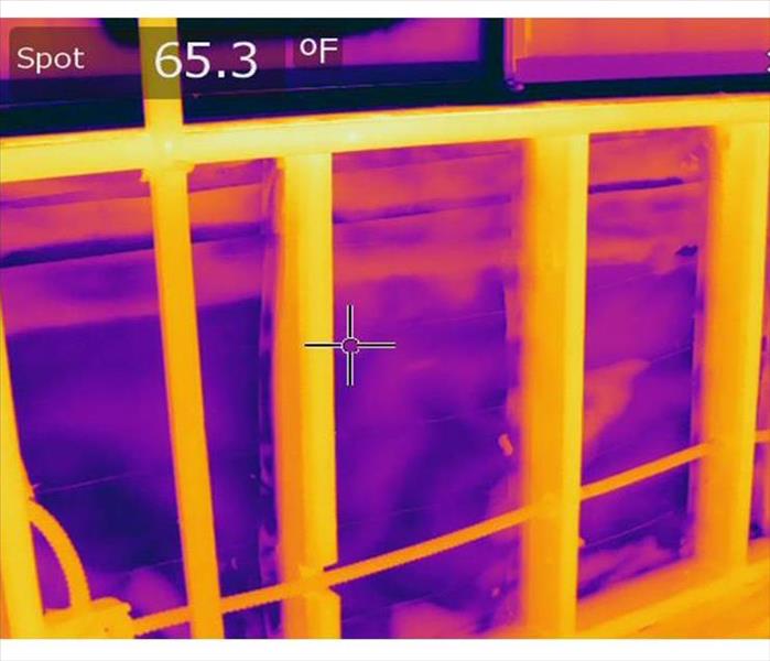 Water Damage shown in thermal imaging view